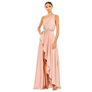 MAC DUGGAL Dress Size 16 Evening Gown Sequin Pink Embellished NEW One Shoulder